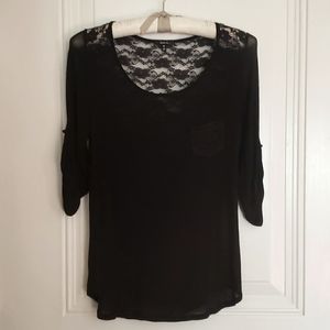 Cute Black Top with Lace Accents